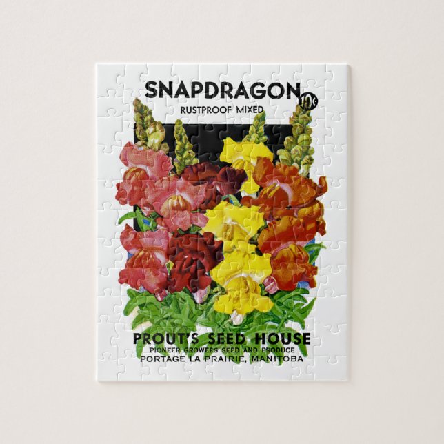 Puzzle Paquet Vintage de semences Snapdragon (Vertical)