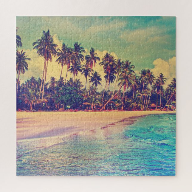 Puzzle Paradis tropical : mer, hôtel, plage. (Vertical)