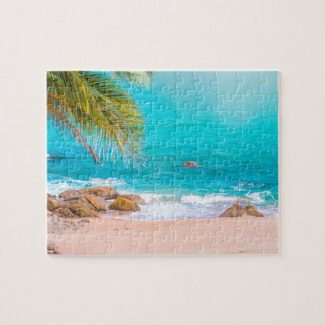 Puzzle Paradise Beach coucher de soleil avec palmiers (Horizontal)