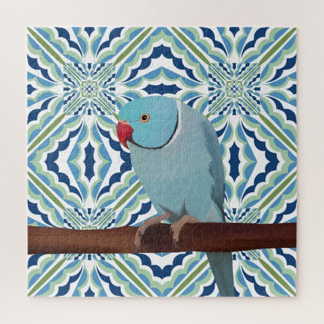 Puzzle Parakeet Blue Indian Ringneck (Vertical)