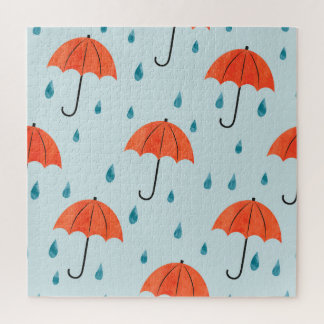 Puzzle Parapluies : Aquarelle Automne gouttes