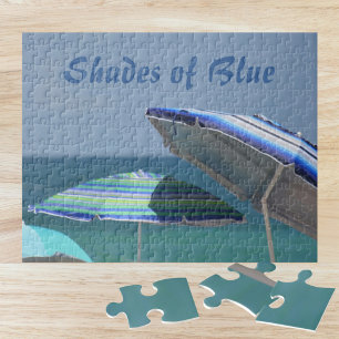 Puzzle Parasols de plage nuances de bleu personnalisable
