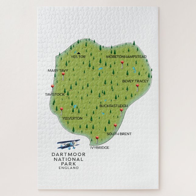 Puzzle Parc national de Dartmoor Carte d'Angleterre (Vertical)