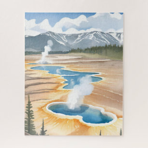Puzzle Parc national de Yellowstone   Aquarelle de paysag