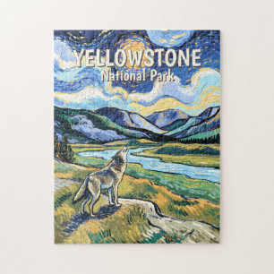 Puzzle Parc national de Yellowstone coloré Loup hurlant