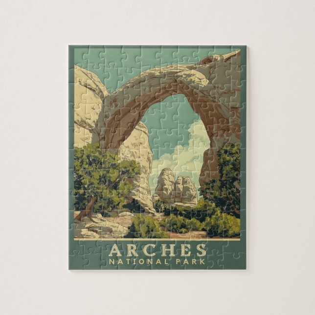 Puzzle Parc national des Arches de style rétro animé (Vertical)