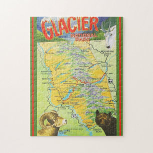 Puzzle Parc national du Glacier Carte Vintage