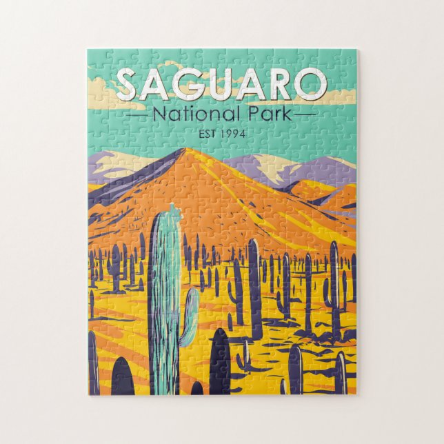 Puzzle Parc National Du Saguaro Cactus Au Printemps Vinta (Vertical)