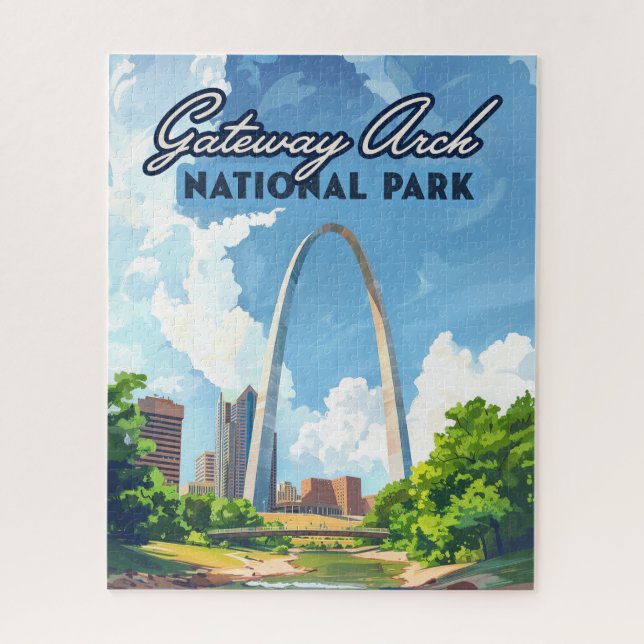 Puzzle Parc national Gateway Arch Missouri St Louis Retro (Vertical)