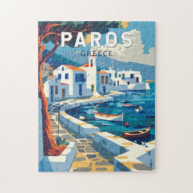 Puzzle Paros Grèce Travel Art Vintage (Vertical)