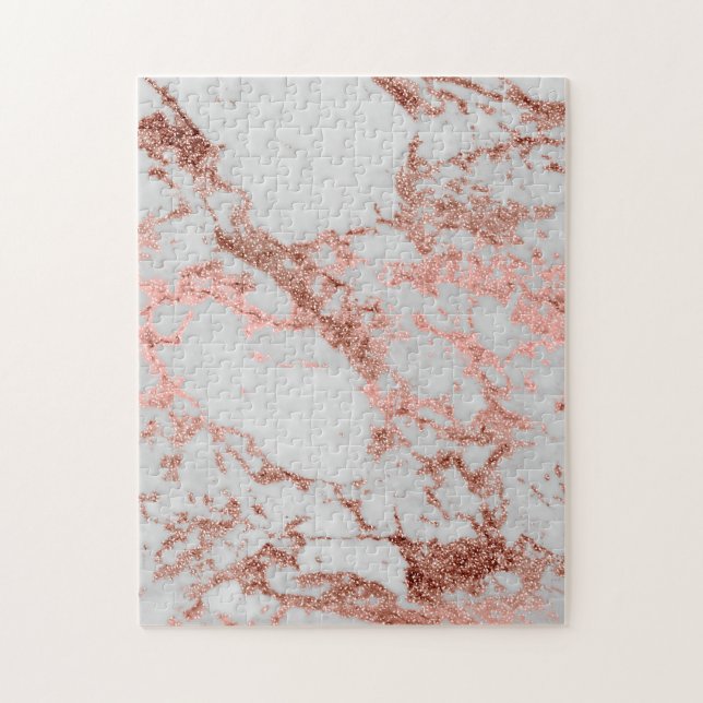 Puzzle Parties scintillant d'or Rose en marbre moderne (Vertical)