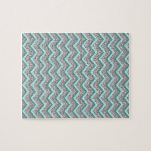 Puzzle Parties scintillant en argent et ZigZag Turquoise