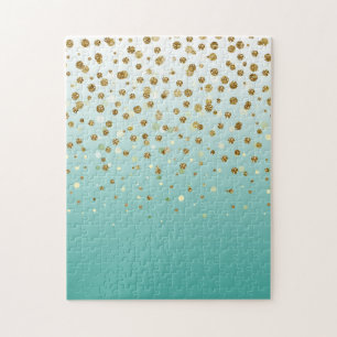 Puzzle Parties scintillant moderne en or de fille confett