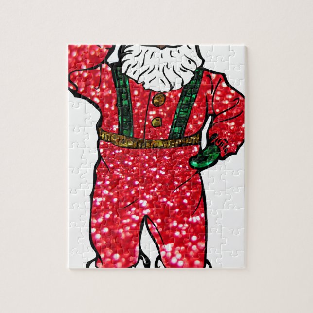 Puzzle parties scintillant noir santa claus (Vertical)