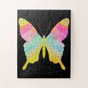Puzzle Parties scintillant noire solide colorée papillon 