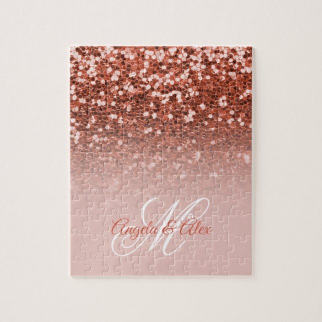 Puzzle Parties scintillant Ombre Confetti Blush en cuivre (Vertical)