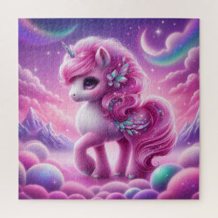Puzzle Parties scintillant rose et violet magique licorne