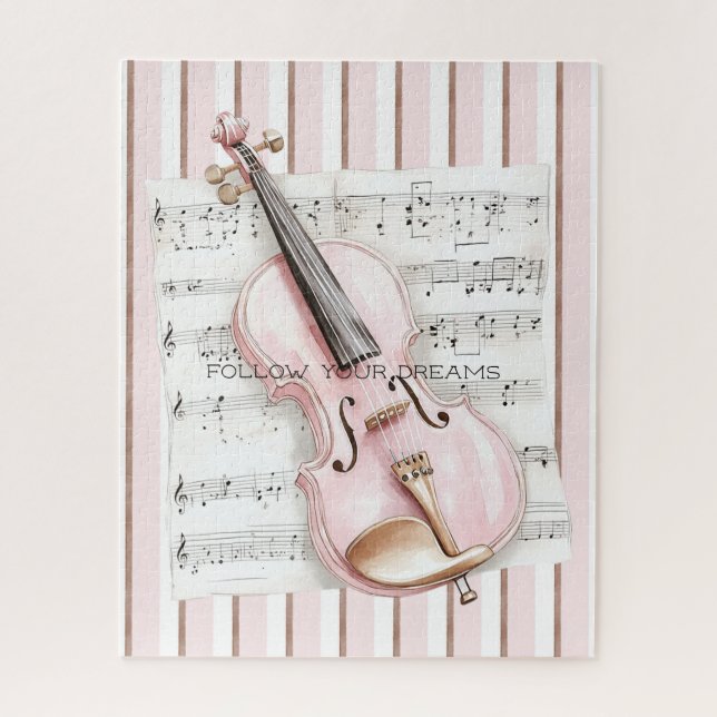 Puzzle Partition de Violon Rose (Vertical)