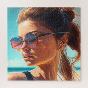 Puzzle Passez un bel été   Belle femme à la plage
