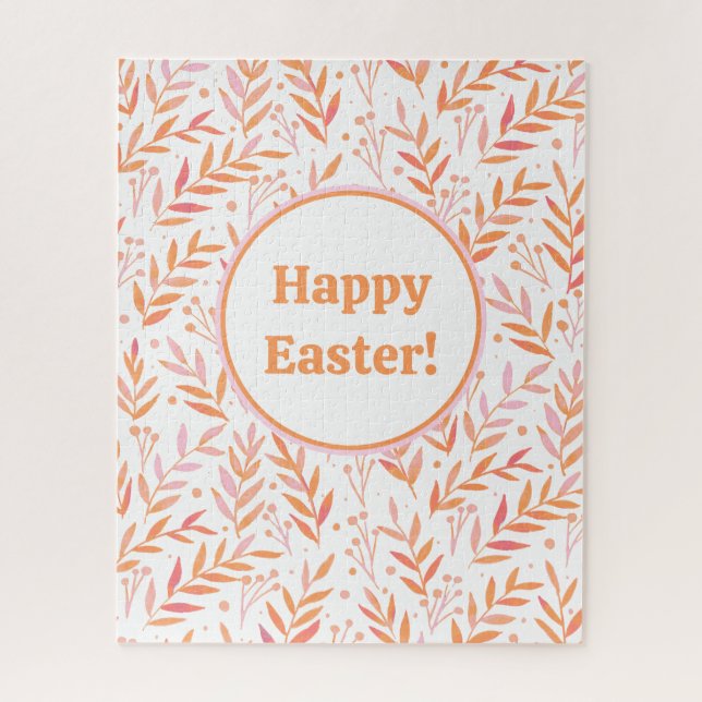 Puzzle Pastel aquarelle branches orange et rose (Vertical)