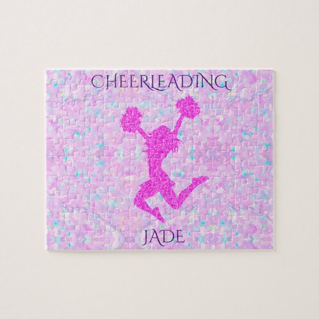 Puzzle pastel Cheerleading avec un nom personnalis (Horizontal)
