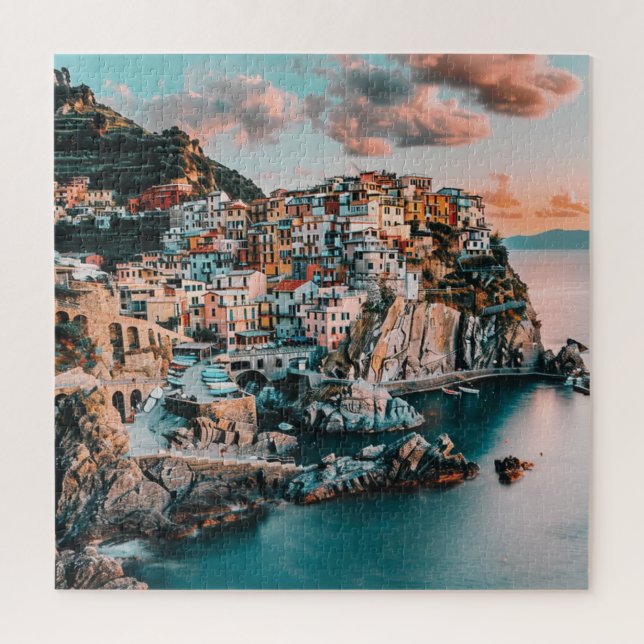 Puzzle Pastel Harbour Vue sur l'Italie au coucher du sole (Vertical)