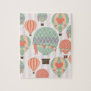 Puzzle Pastel Hot Air Balloons Monte Pink Strié Sky