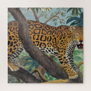 Puzzle Pastel jaguar : dessin de la jungle.