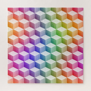 Puzzle Pastel Rainbow Colored Shaded 3D Look Cubes