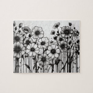 Puzzle Patch de marguerite gothique noir et blanc