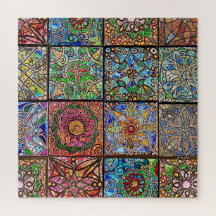 Patchwork Mandala en verre tendu