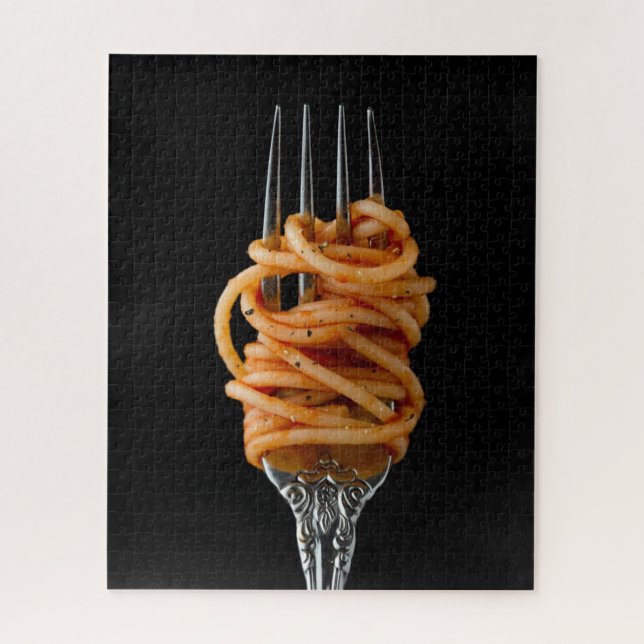 Puzzle Pâtes filées sur une fourchette, spaghetti de nour (Vertical)