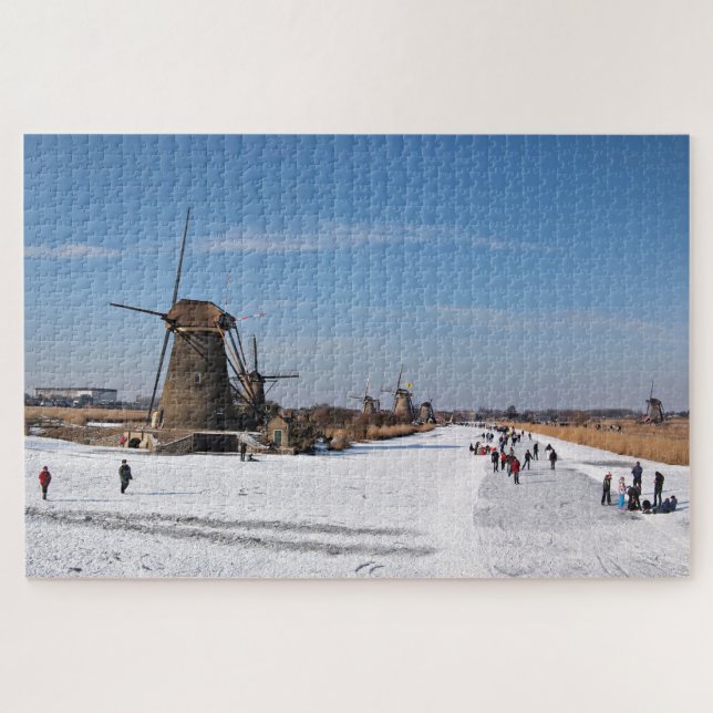 Puzzle Patinage de glace le long des moulins à vent en (Horizontal)