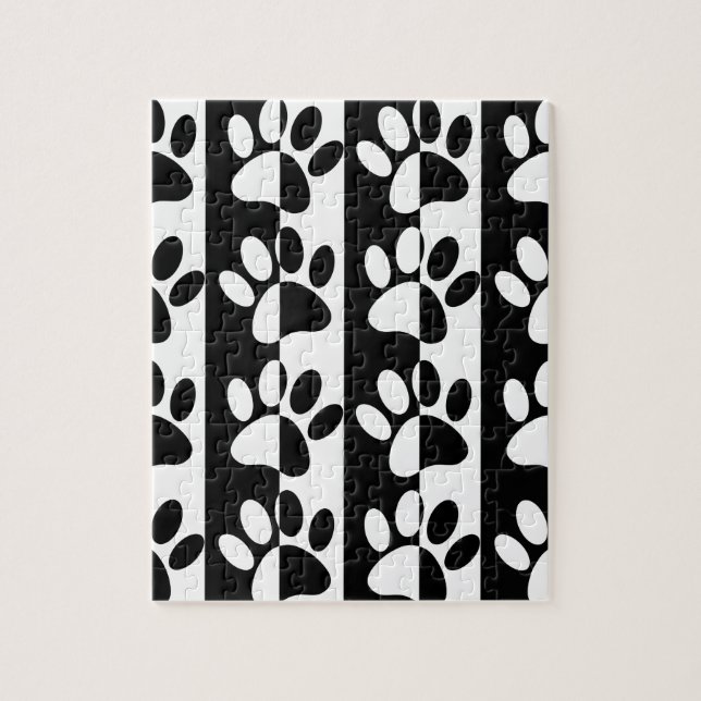 Puzzle Patrouilles Et Rayures De Chien Noir Et Blanc (Vertical)