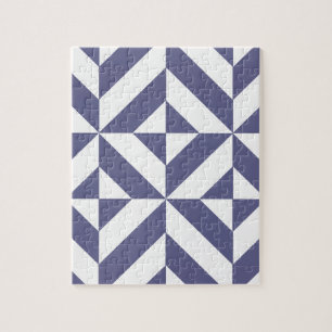 Puzzle Patters Midnight Blue Geometric Deco Cube