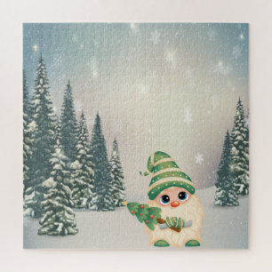 Puzzle Pays des merveilles d'hiver, Gnome, Pin, Forêt, Ne
