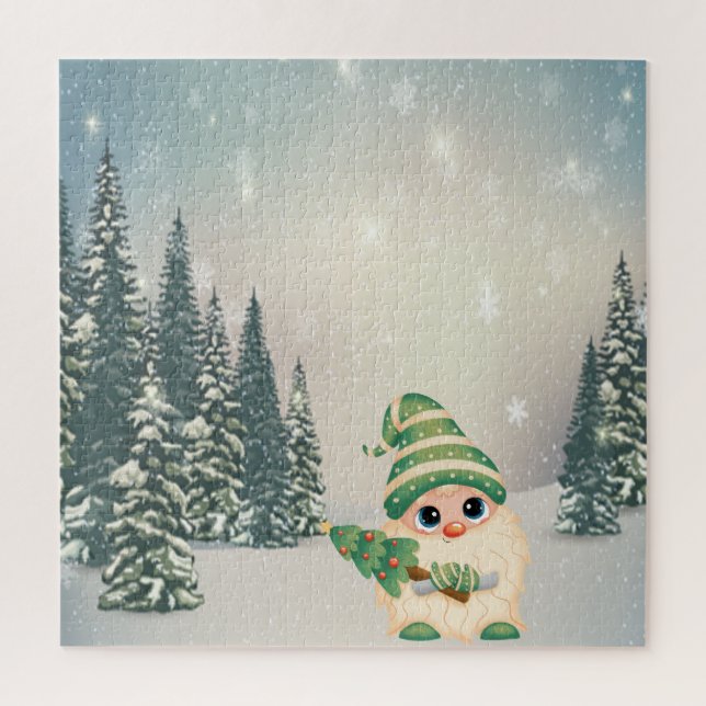 Puzzle Pays des merveilles d'hiver, Gnome, Pin, Forêt, Ne (Vertical)