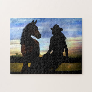 Puzzle Pays Western Cowgirl et Cheval