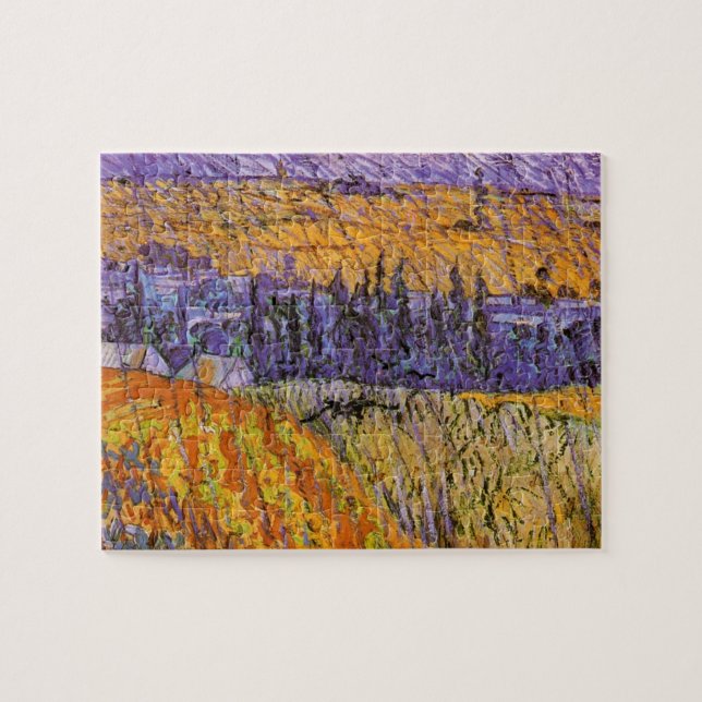 Puzzle Paysage à Auvers en pluie par Vincent van Gogh (Horizontal)