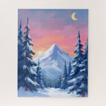 Paysage aquarelle de montagne hivernale pastel