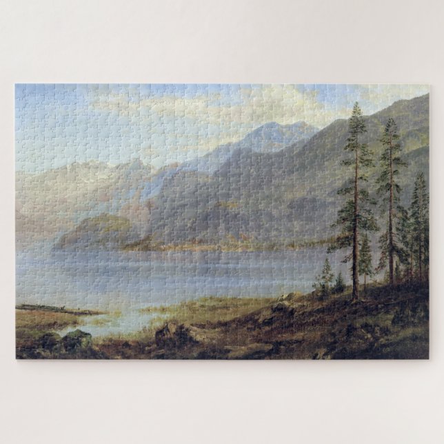 Puzzle Paysage avec lac, Albert Bierstadt (Horizontal)