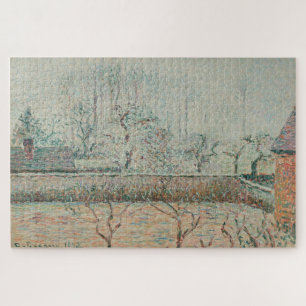 Puzzle Paysage avec maisons et mur de clôture, gelée et b