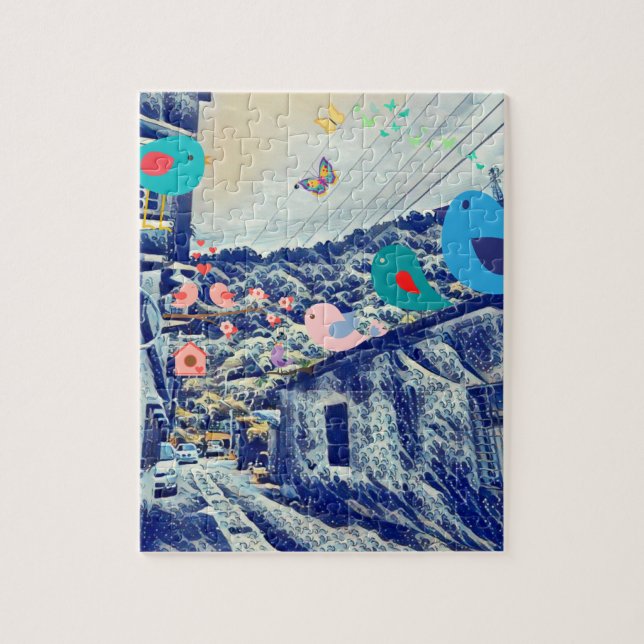 Puzzle Paysage Combiner Anime Birds styles japonais (Vertical)