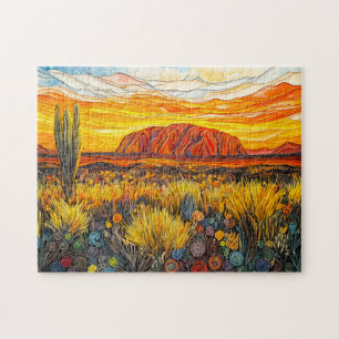 Puzzle Paysage d'arrière-pays d'Uluru dans le style de qu