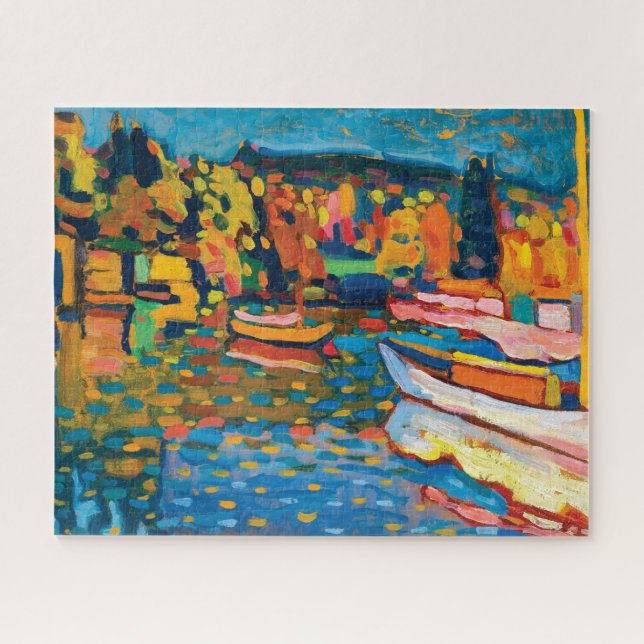 Puzzle Paysage d'automne avec bateaux de Wassily Kandinsk (Horizontal)