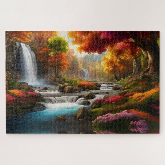 Puzzle Paysage d'automne Cascades dans le parc (Horizontal)