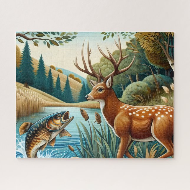Puzzle Paysage de cerfs à queue blanche (Horizontal)