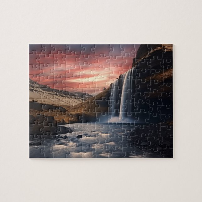 Puzzle Paysage de la cascade en Islande (Horizontal)