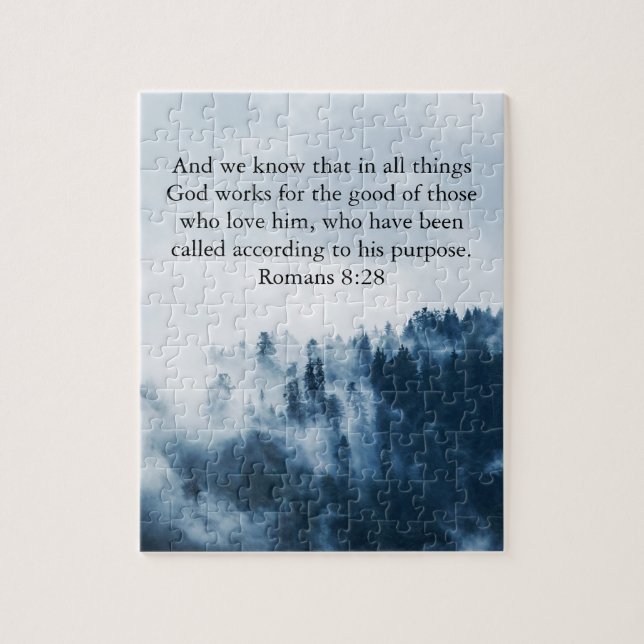 Puzzle Paysage de montagne Bible Verse Romans 8 (Vertical)
