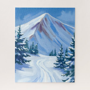 Puzzle Paysage de montagne hivernale aquarelle neige natu
